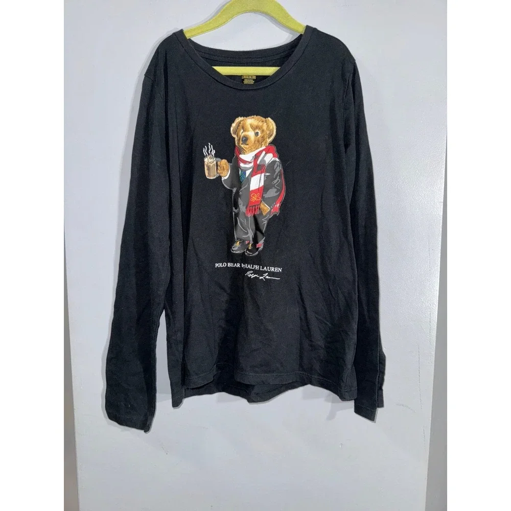Ralph Lauren polo bear‎ cocoa suit scarf long sleeve black boys size large